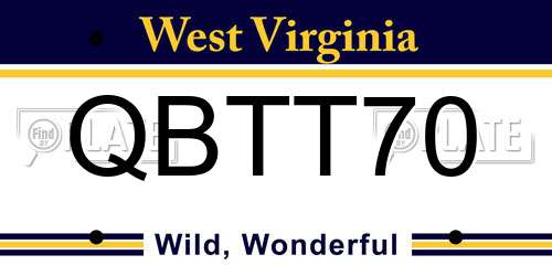 QBTT70 West Virginia License Plate