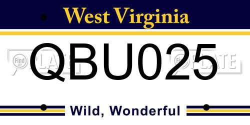 QBU025 West Virginia License Plate