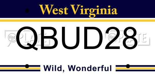 QBUD28 West Virginia License Plate