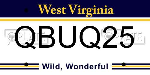QBUQ25 West Virginia License Plate