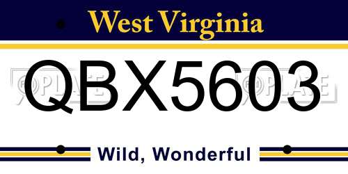 QBX5603 West Virginia License Plate