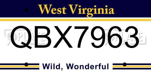 QBX7963 West Virginia License Plate