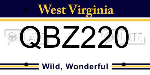QBZ220 West Virginia License Plate
