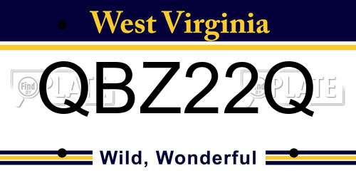 QBZ22Q West Virginia License Plate