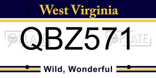 QBZ571 West Virginia License Plate