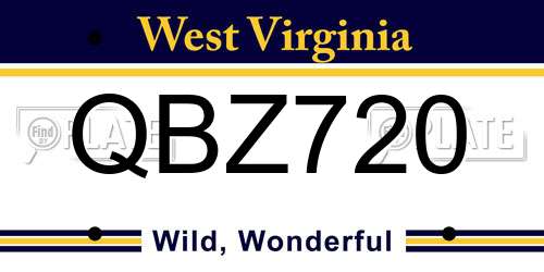 QBZ720 West Virginia License Plate