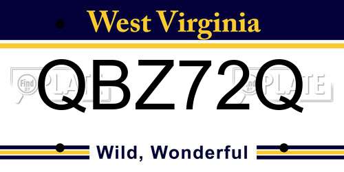QBZ72Q West Virginia License Plate