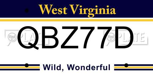 QBZ77D West Virginia License Plate
