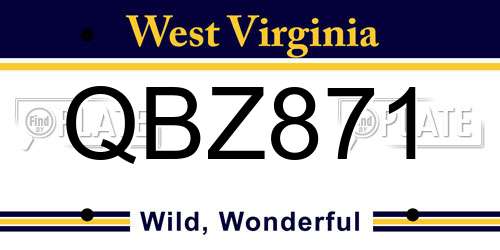 QBZ871 West Virginia License Plate