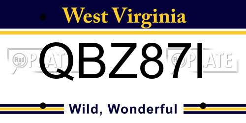 QBZ87I West Virginia License Plate
