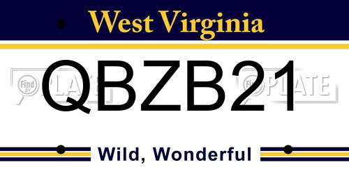 QBZB21 West Virginia License Plate