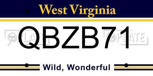 QBZB71 West Virginia License Plate