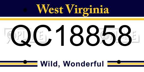 QC18858 West Virginia License Plate