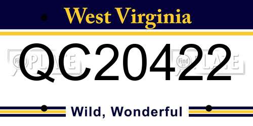 QC20422 West Virginia License Plate
