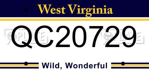 QC20729 West Virginia License Plate