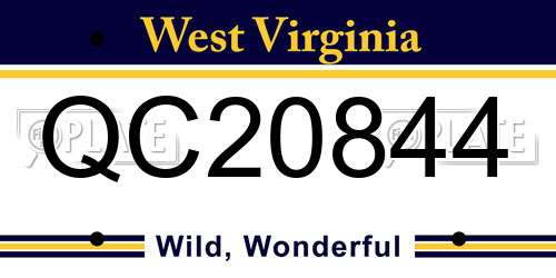 QC20844 West Virginia License Plate