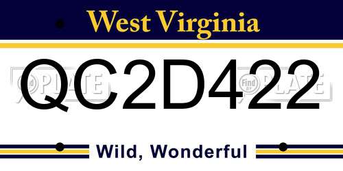 QC2D422 West Virginia License Plate