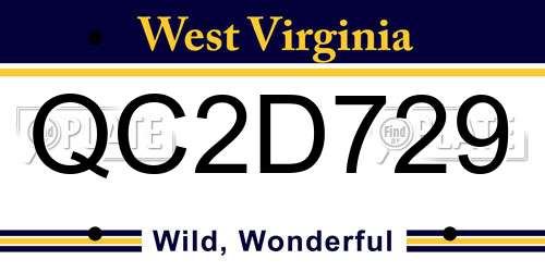 QC2D729 West Virginia License Plate