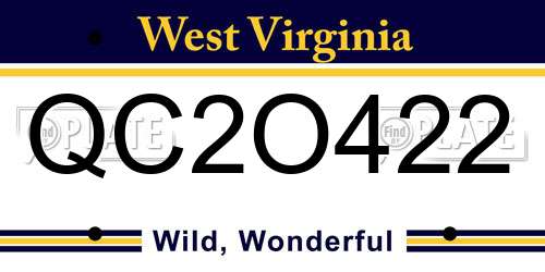 QC2O422 West Virginia License Plate