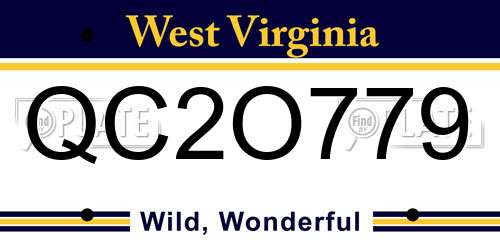 QC2O779 West Virginia License Plate