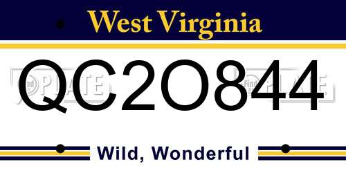 QC2O844 West Virginia License Plate