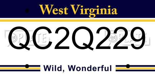 QC2Q229 West Virginia License Plate