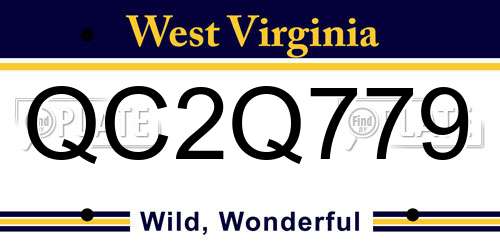 QC2Q779 West Virginia License Plate