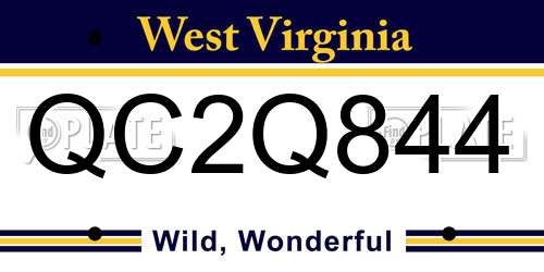QC2Q844 West Virginia License Plate