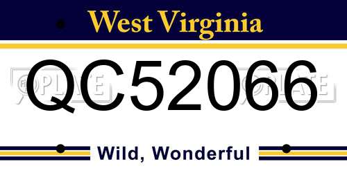 QC52066 West Virginia License Plate