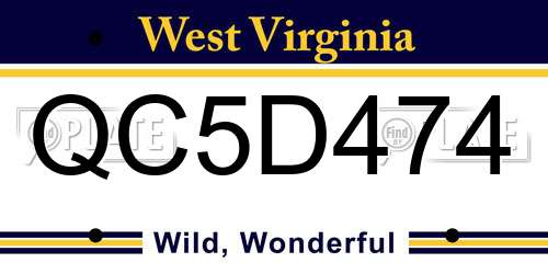 QC5D474 West Virginia License Plate