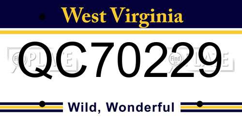 QC70229 West Virginia License Plate