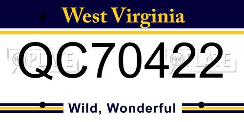 QC70422 West Virginia License Plate