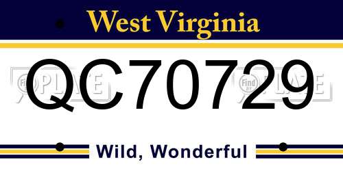 QC70729 West Virginia License Plate
