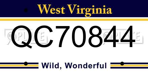 QC70844 West Virginia License Plate