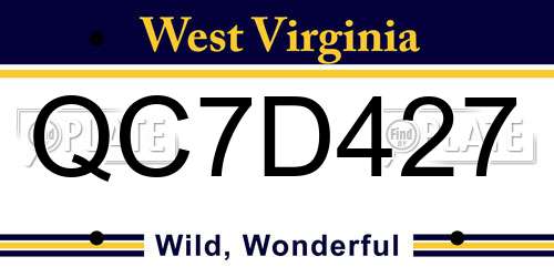 QC7D427 West Virginia License Plate