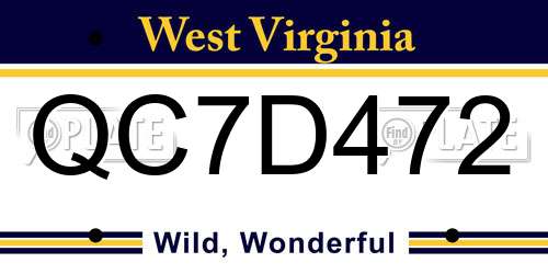 QC7D472 West Virginia License Plate