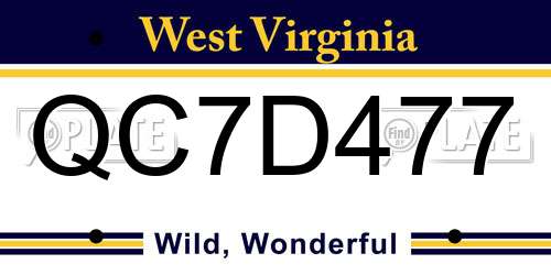 QC7D477 West Virginia License Plate