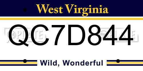 QC7D844 West Virginia License Plate