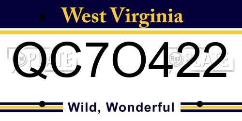 QC7O422 West Virginia License Plate