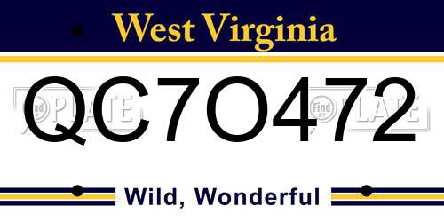 QC7O472 West Virginia License Plate
