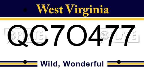 QC7O477 West Virginia License Plate