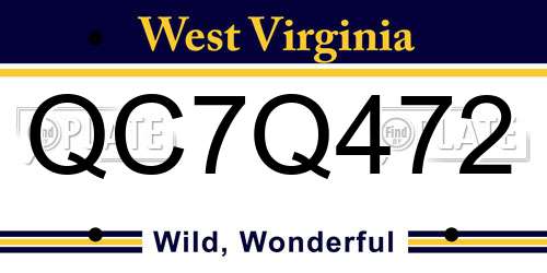 QC7Q472 West Virginia License Plate