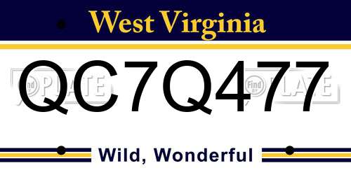 QC7Q477 West Virginia License Plate