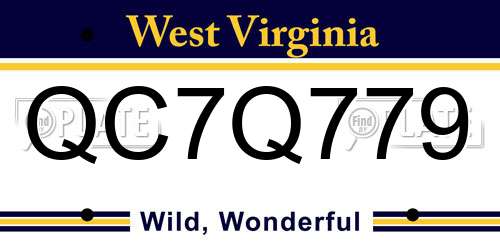 QC7Q779 West Virginia License Plate