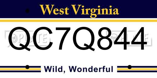 QC7Q844 West Virginia License Plate