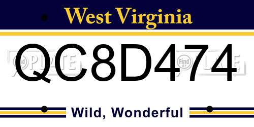 QC8D474 West Virginia License Plate