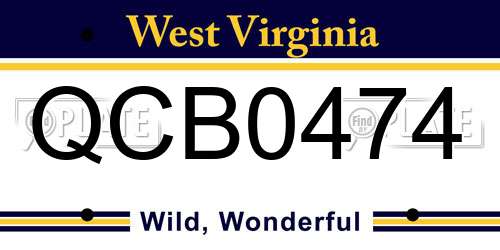 QCB0474 West Virginia License Plate