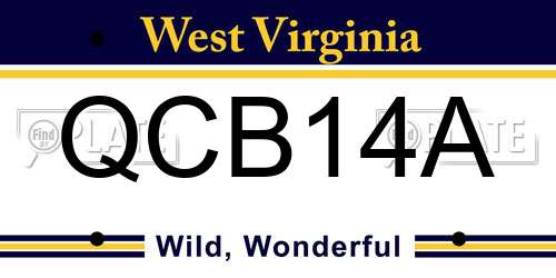 QCB14A West Virginia License Plate