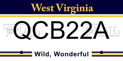 QCB22A West Virginia License Plate