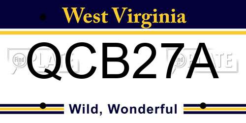 QCB27A West Virginia License Plate